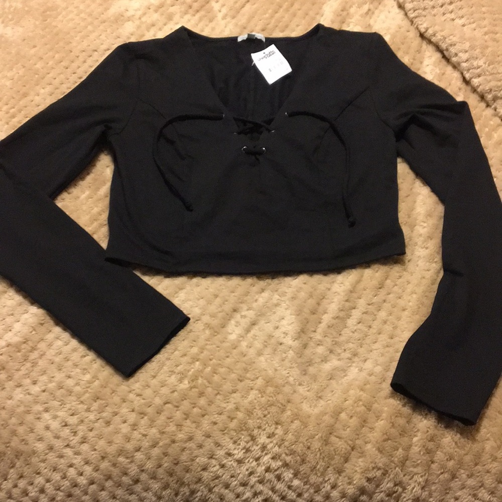 Black Tie Up Crop Top